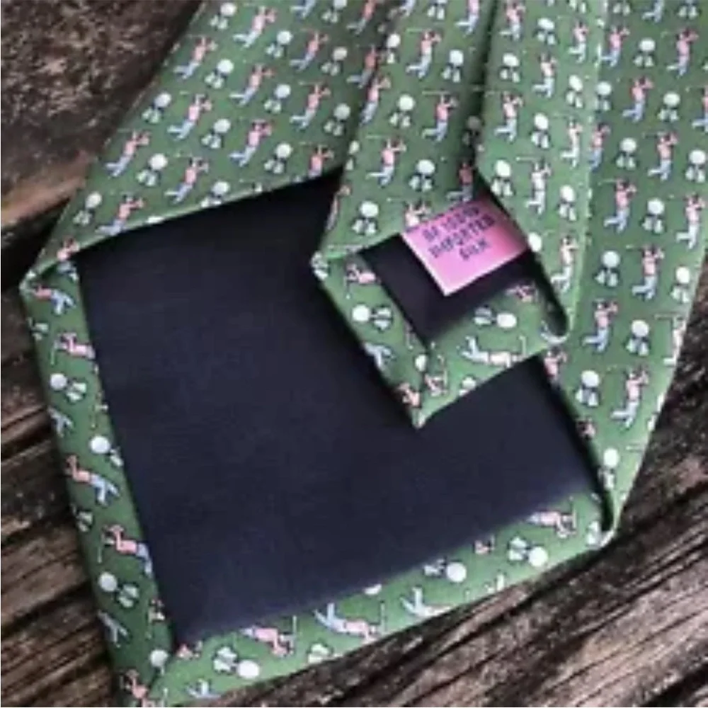 Vineyard Vines Golfer Tie Dress Green Pink Blue White Mens Golf Golfing Necktie